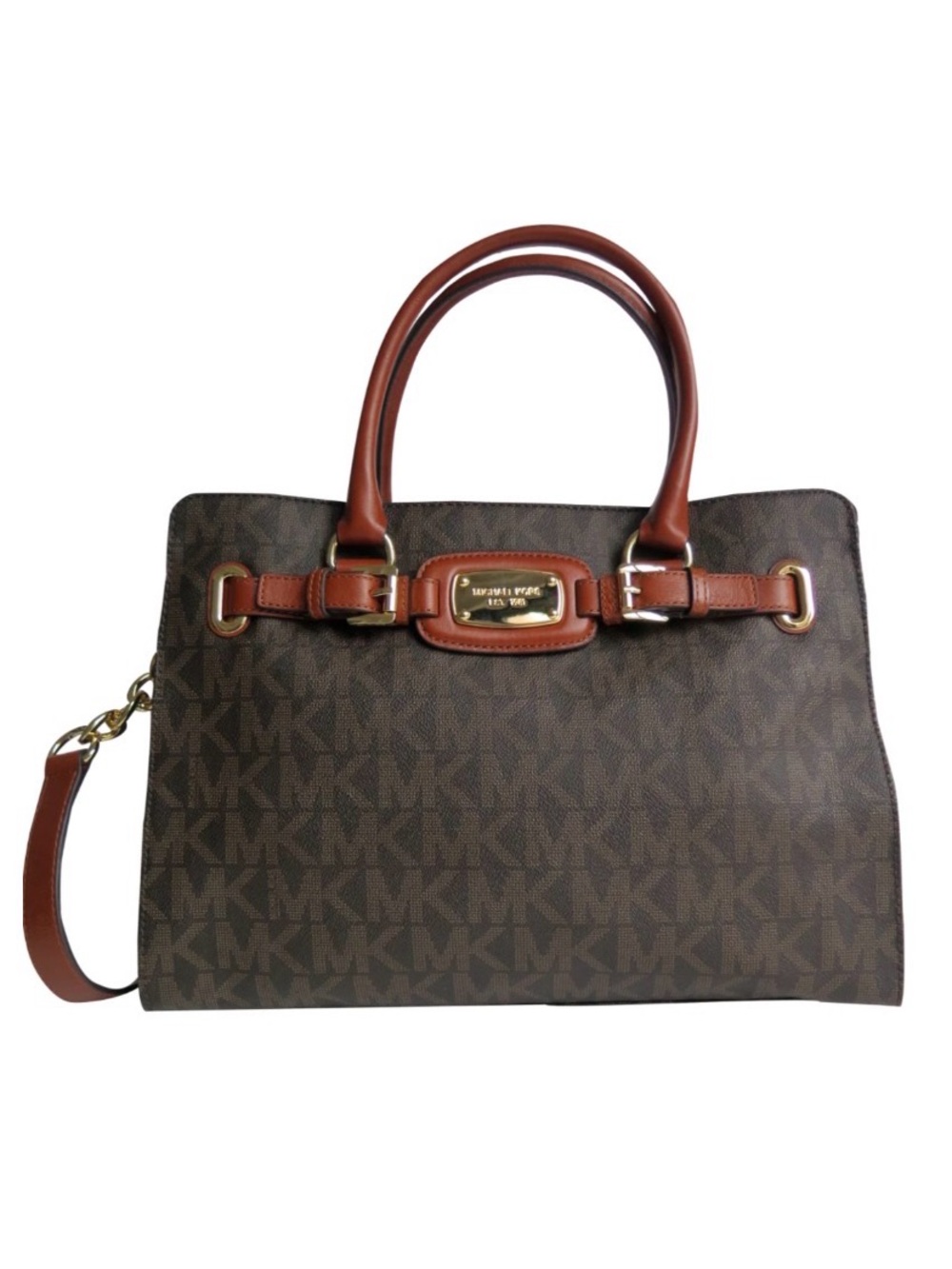 Michael Kors Hamilton Signature Monogram Coated Canvas Large Shoulder Bag